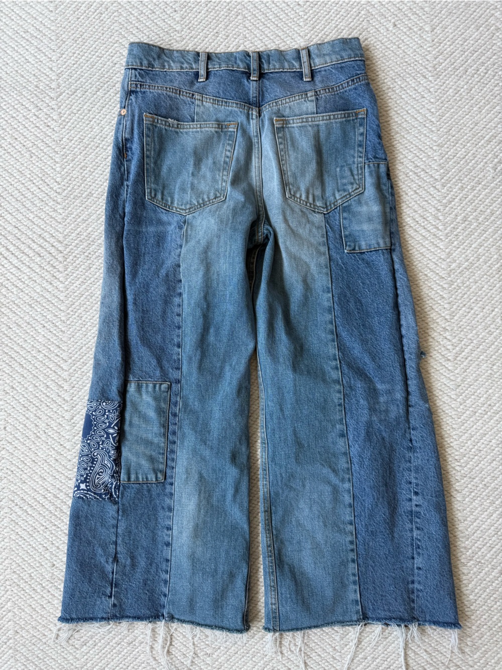 Free People Vintage The Originals Patched Cropped Bandana Denim Jeans - Picture 8 of 9